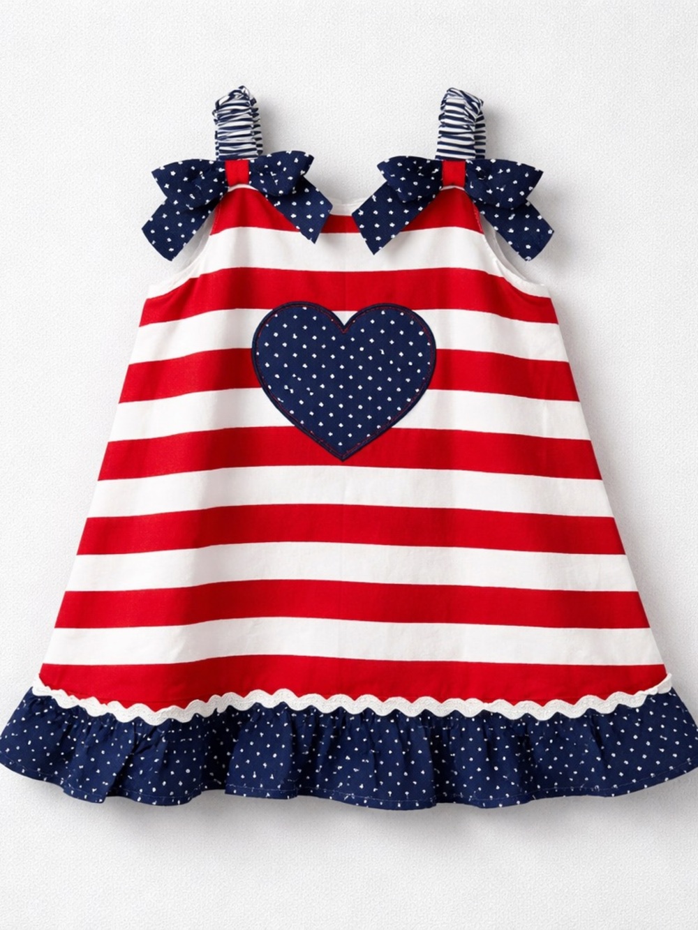 Little Me Red White Blue Striped Heart Sundress with diaper cover NWT size 24 m